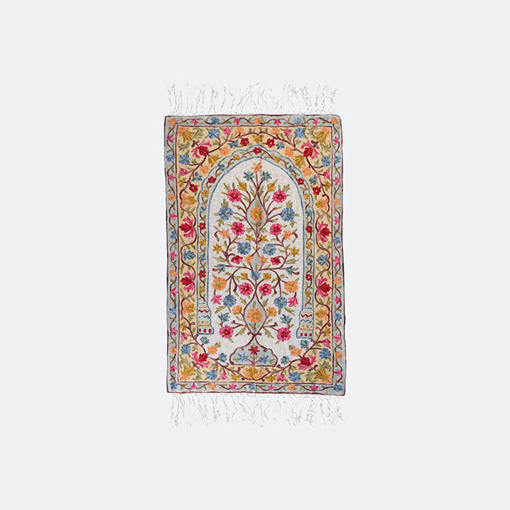 Kashmir Embroidered Prayer Mat-Floral Designs 3