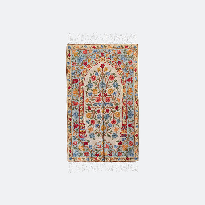 Kashmir Embroidered Prayer Mat-Floral Designs 8