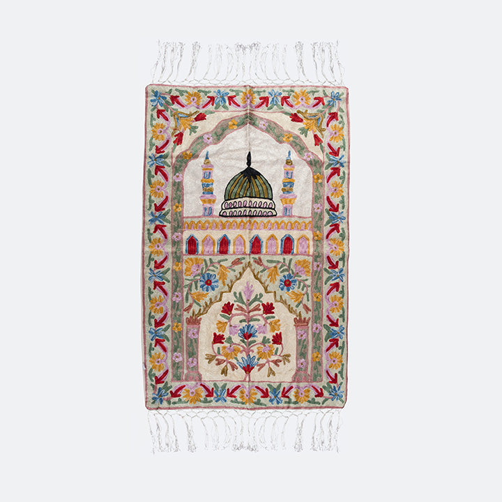 Kashmir Embroidered Prayer Mat-Madinah Design 7