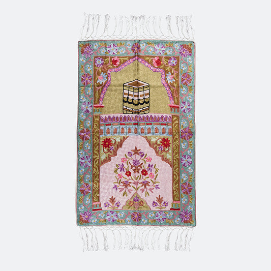 Kashmir Embroidered  Prayer Mat-Makkah Design 2