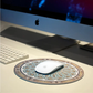 Circular Mouse Pad  Wooden Dome White Design